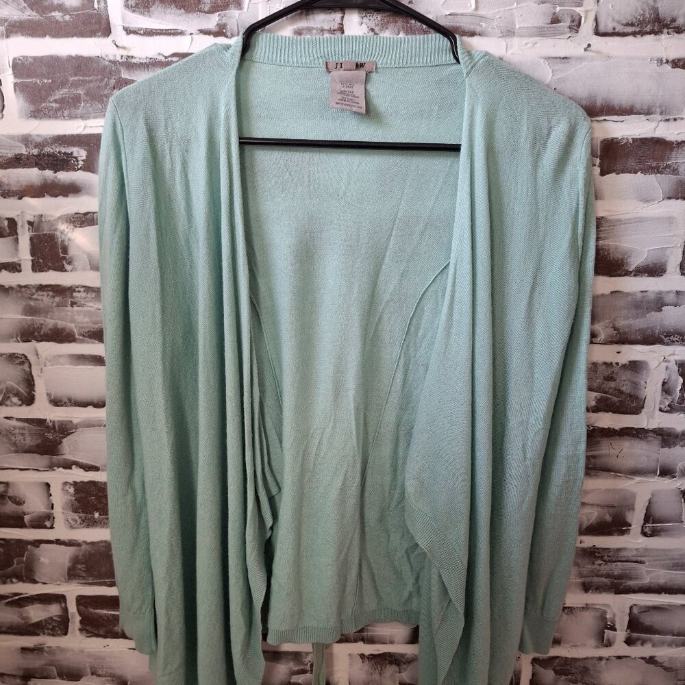 Jigsaw S Open Front Cardigan Sweater Light Green Silk Cashmere Wool